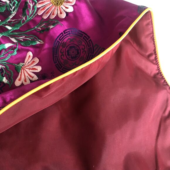VINTAGE LADIES Purple SATIN ORIENTAL CHINESE Mandarin Collar Party Dress VTG - Picture 7 of 12